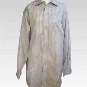 Paul Fredrick White and Gray Checkered Dress Shirt